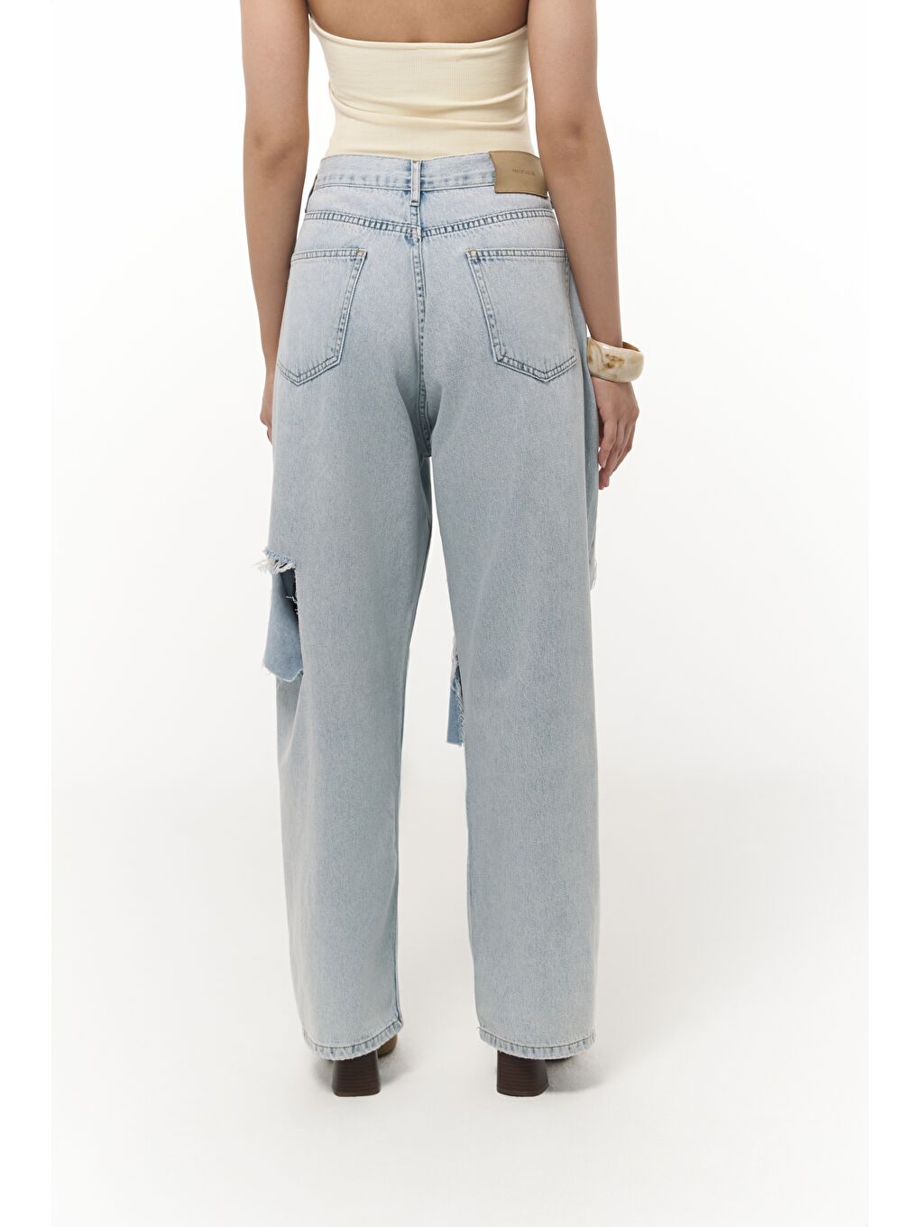 Garbo Yırtık Detay Mavi Jean Pantolon-3