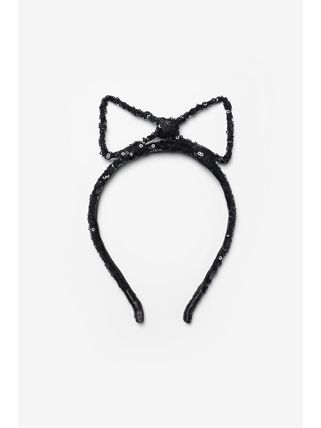 Siyah Pullu Fiyonk Figürlü Kız Çocuk Taç