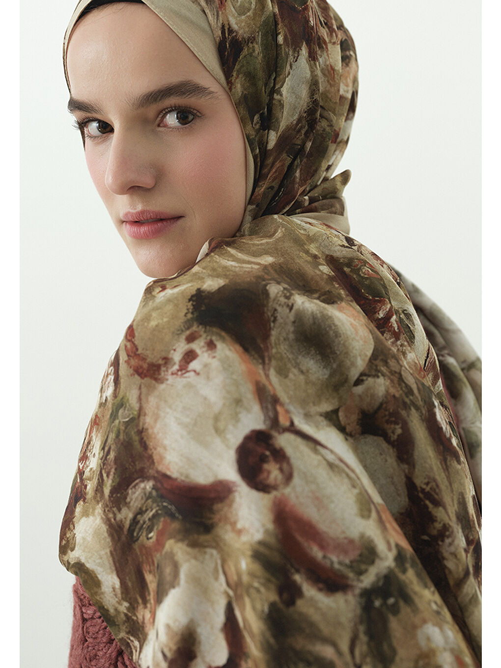 Bej SWEET VANILLA DESENLİ PAMUK VİSKON ŞAL BEJ-3