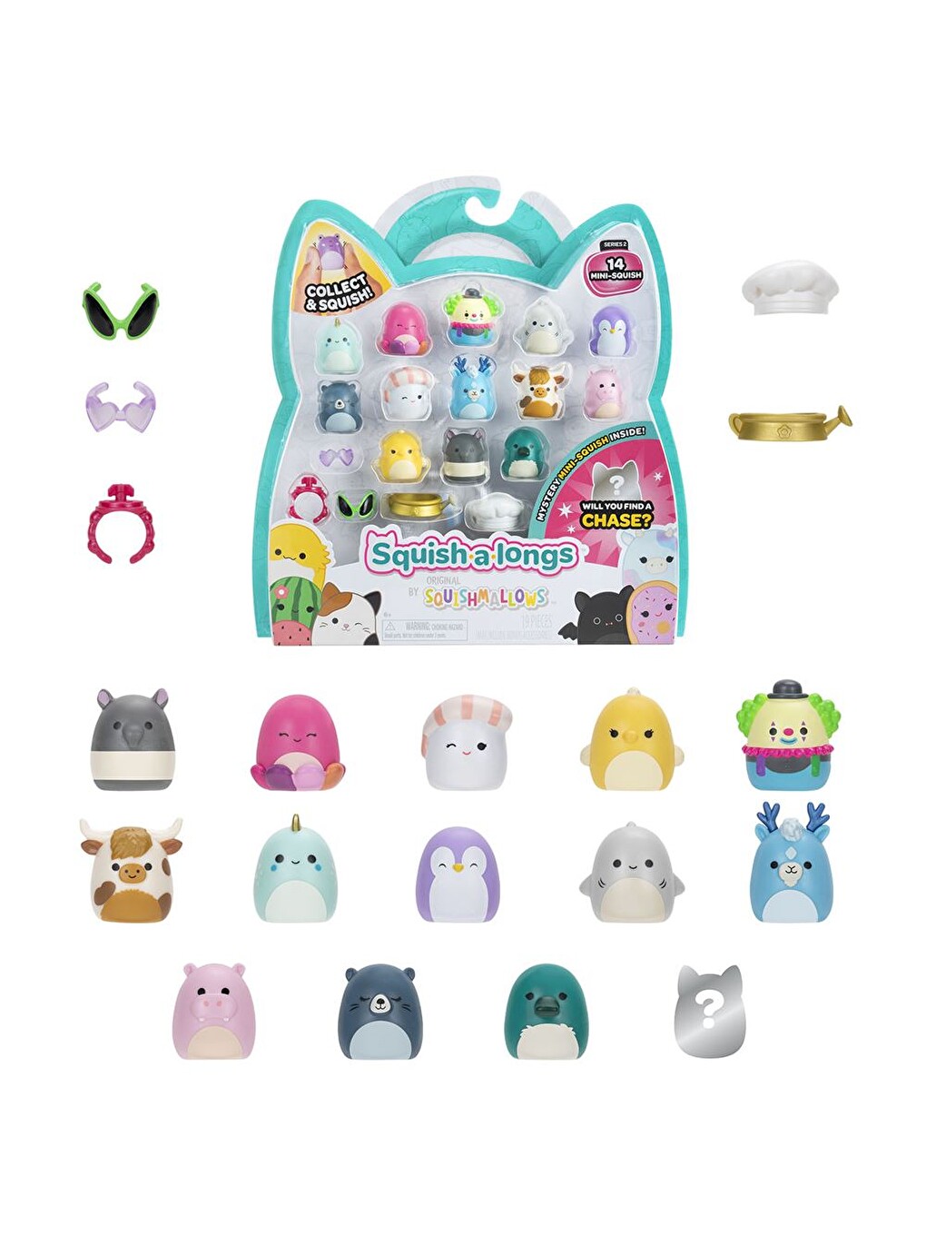 Squish-a-longs 14 Figür + Yüzük Set Seri 2 AL0030-1