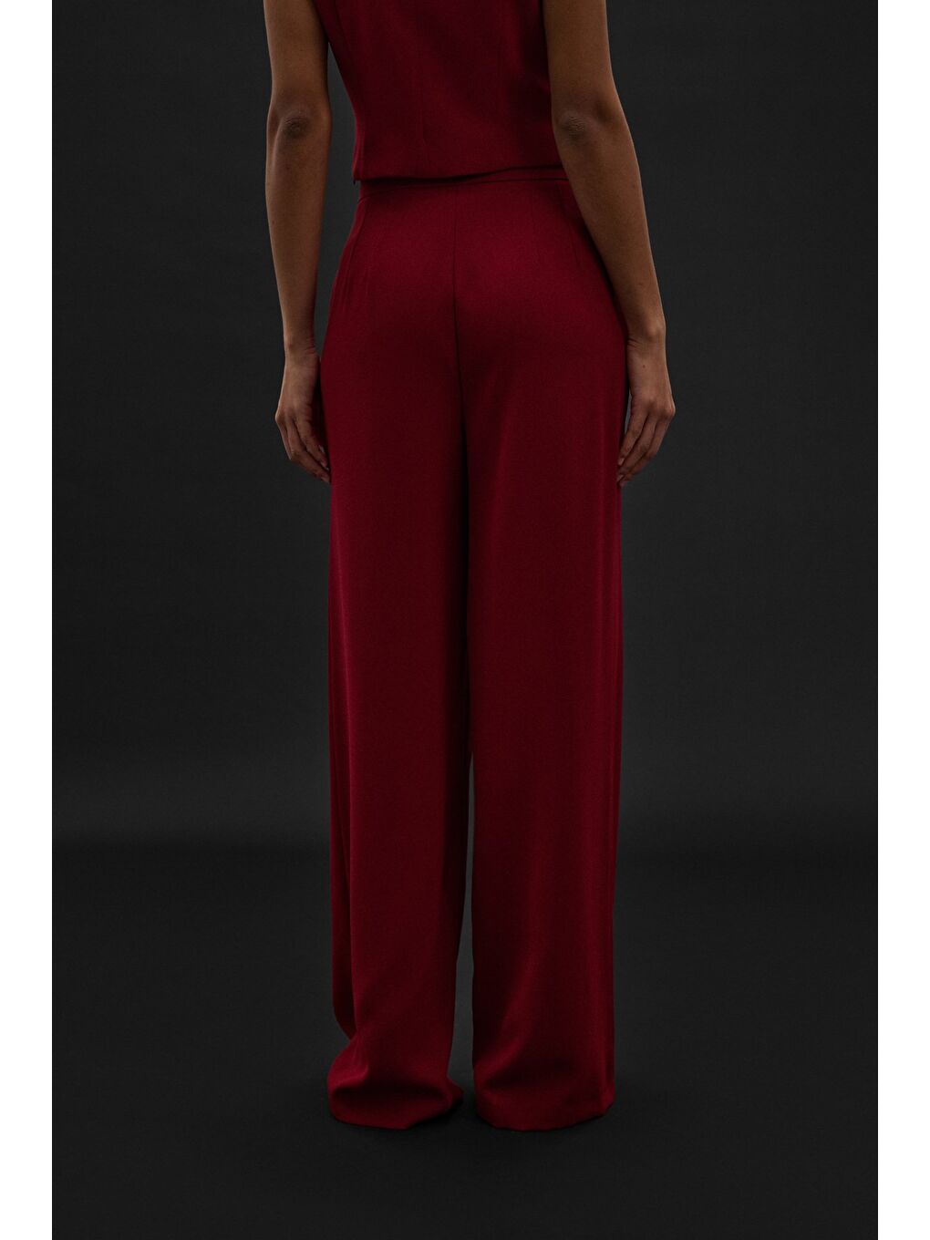 Eva Krep Pantolon - Bordo-6