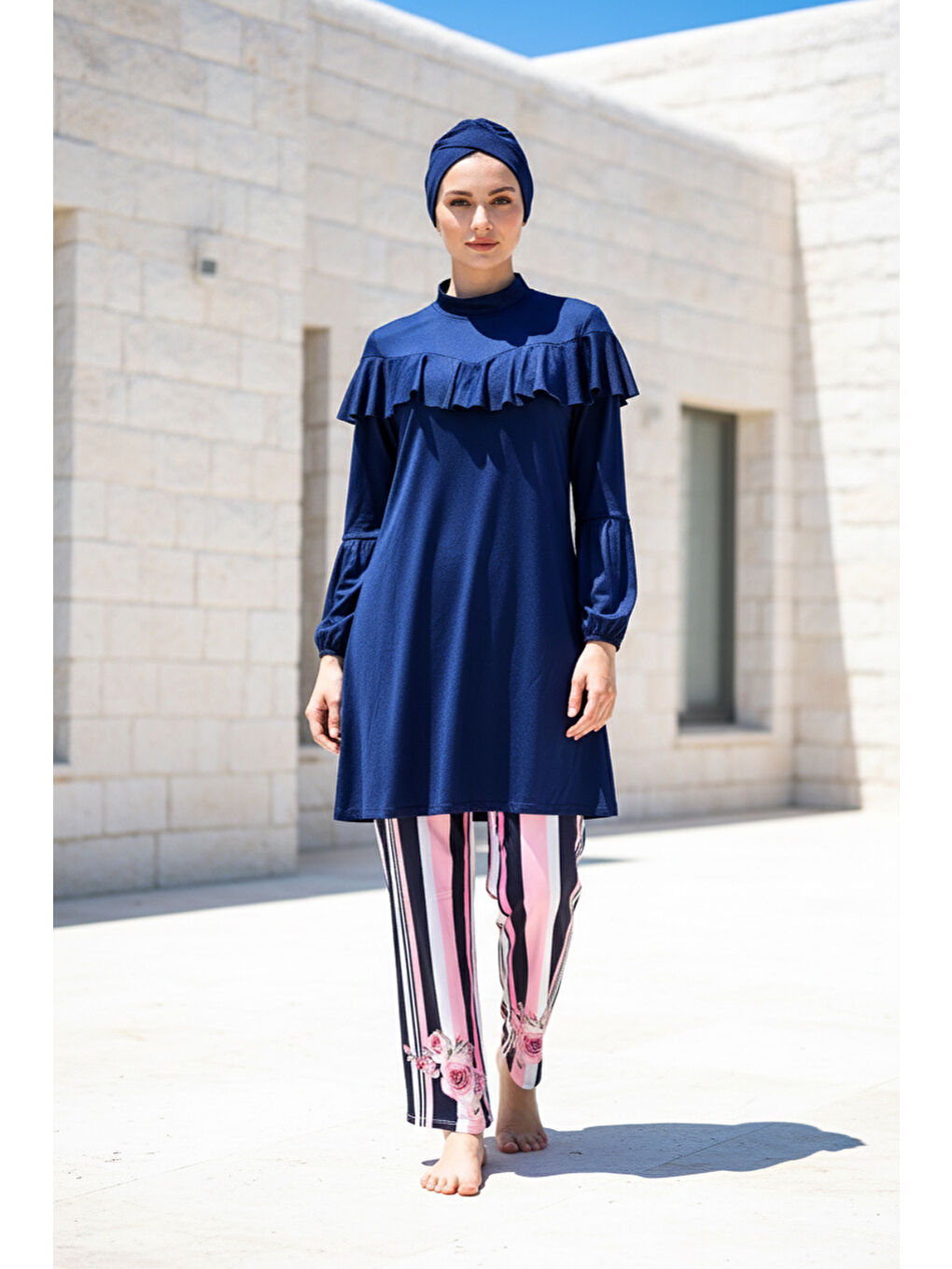 Tam Kapalı Tesettür Mayo Lacivert M2012-1