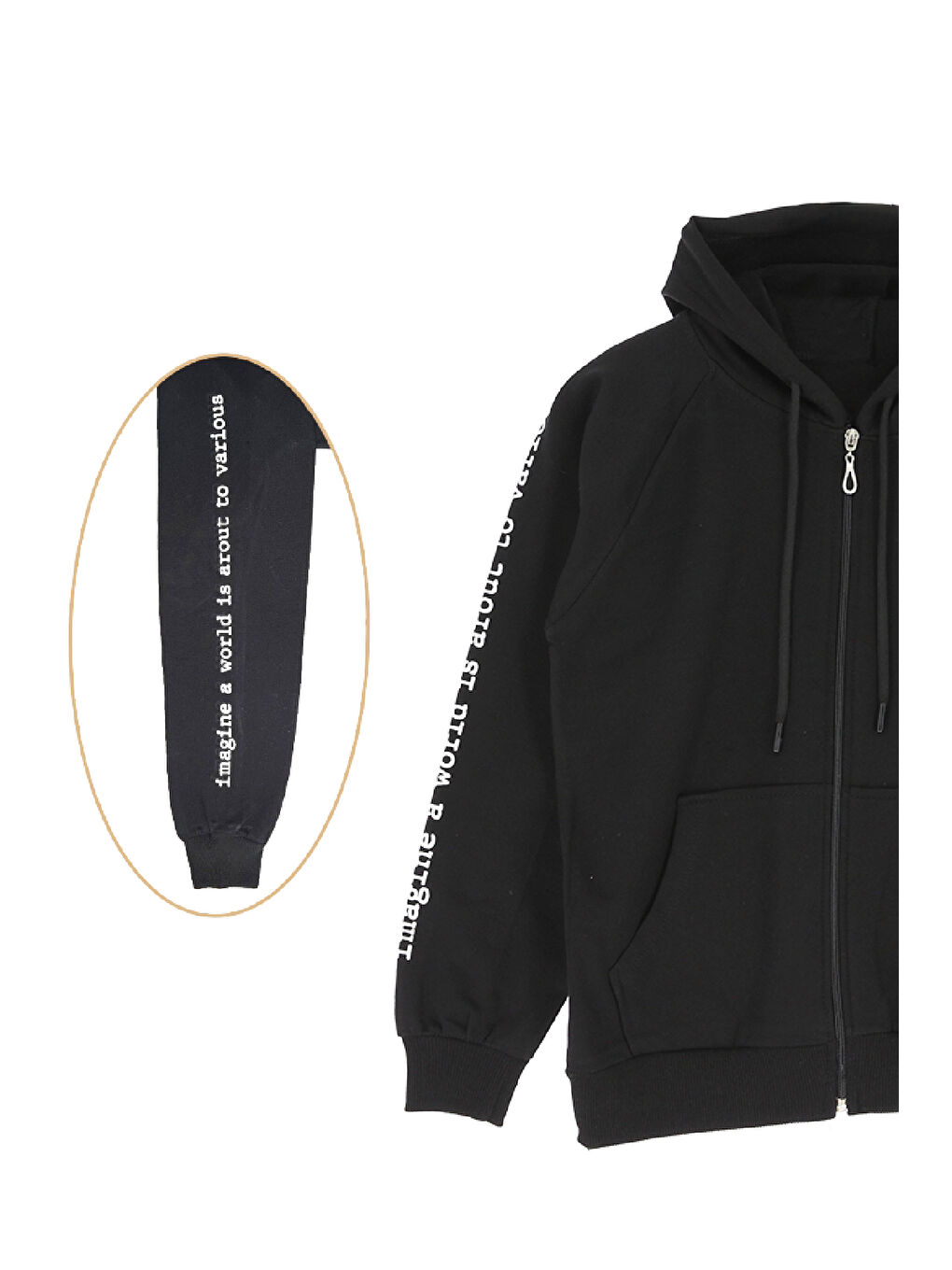 Siyah Kız Çocuk Hırka 2 İplik Fermuarlı Kapüşonlu 12-16 Yaş 12380-2