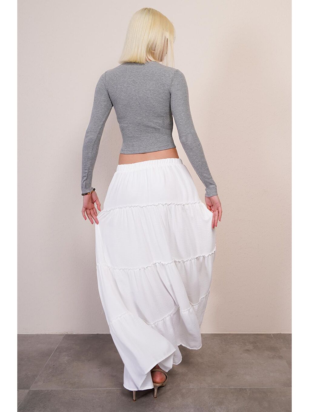 Gri V Yaka Uzun Kollu Kaşkorse Body Mg2192-4