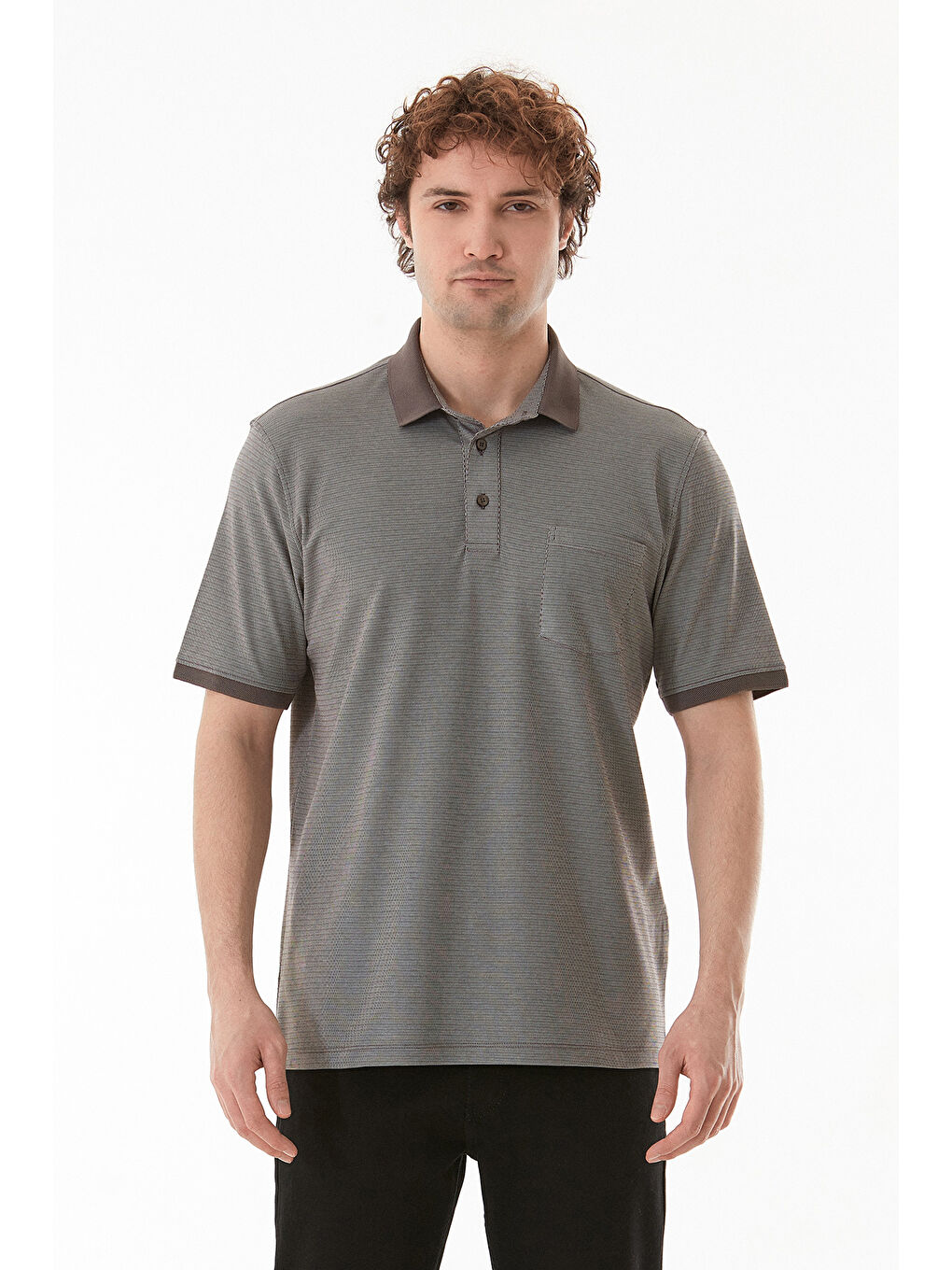 Kahverengi Desenli Cepli Polo Yaka Tişört