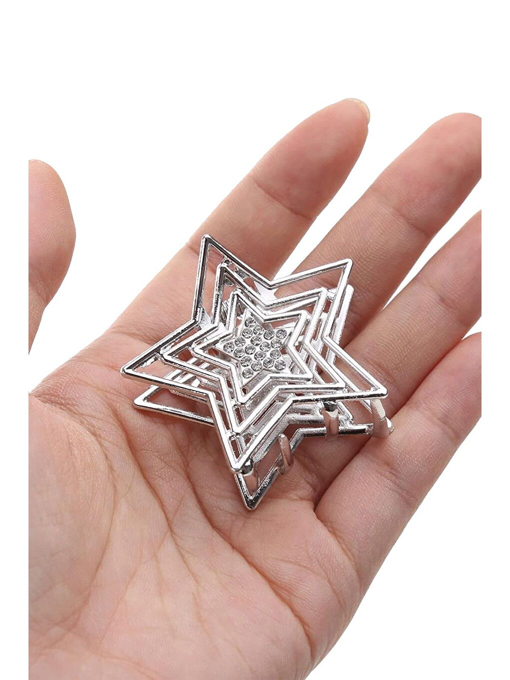 Gri Yıldızlı Metal Orta Boy Mandal Toka-1