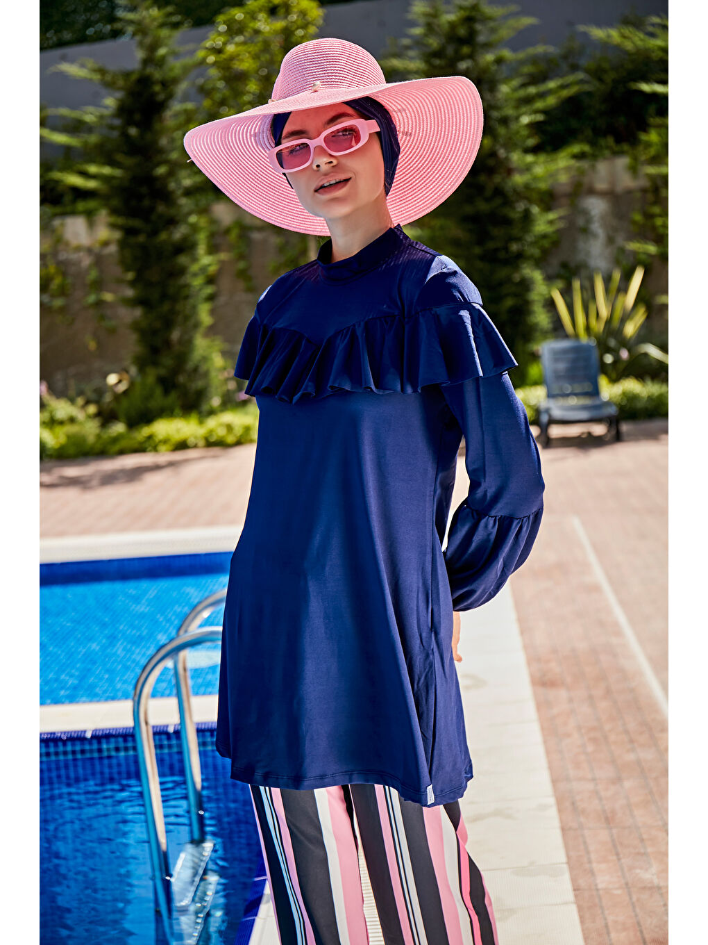 Tam Kapalı Tesettür Mayo Lacivert M2012-2