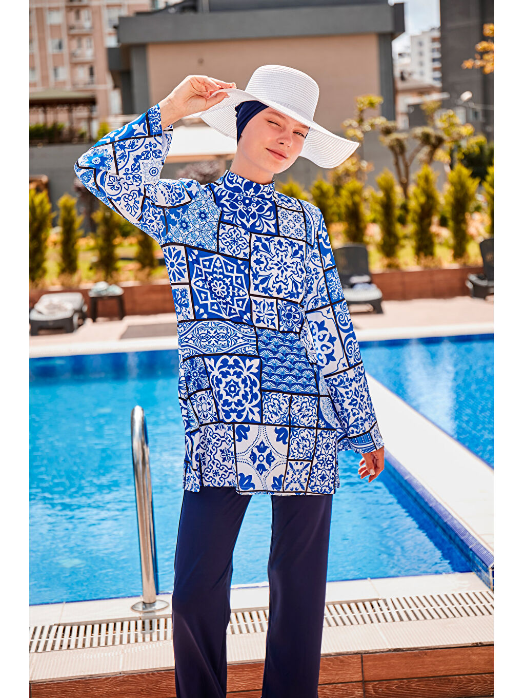 Tam Kapalı Tesettür Mayo Lacivert 1950-3