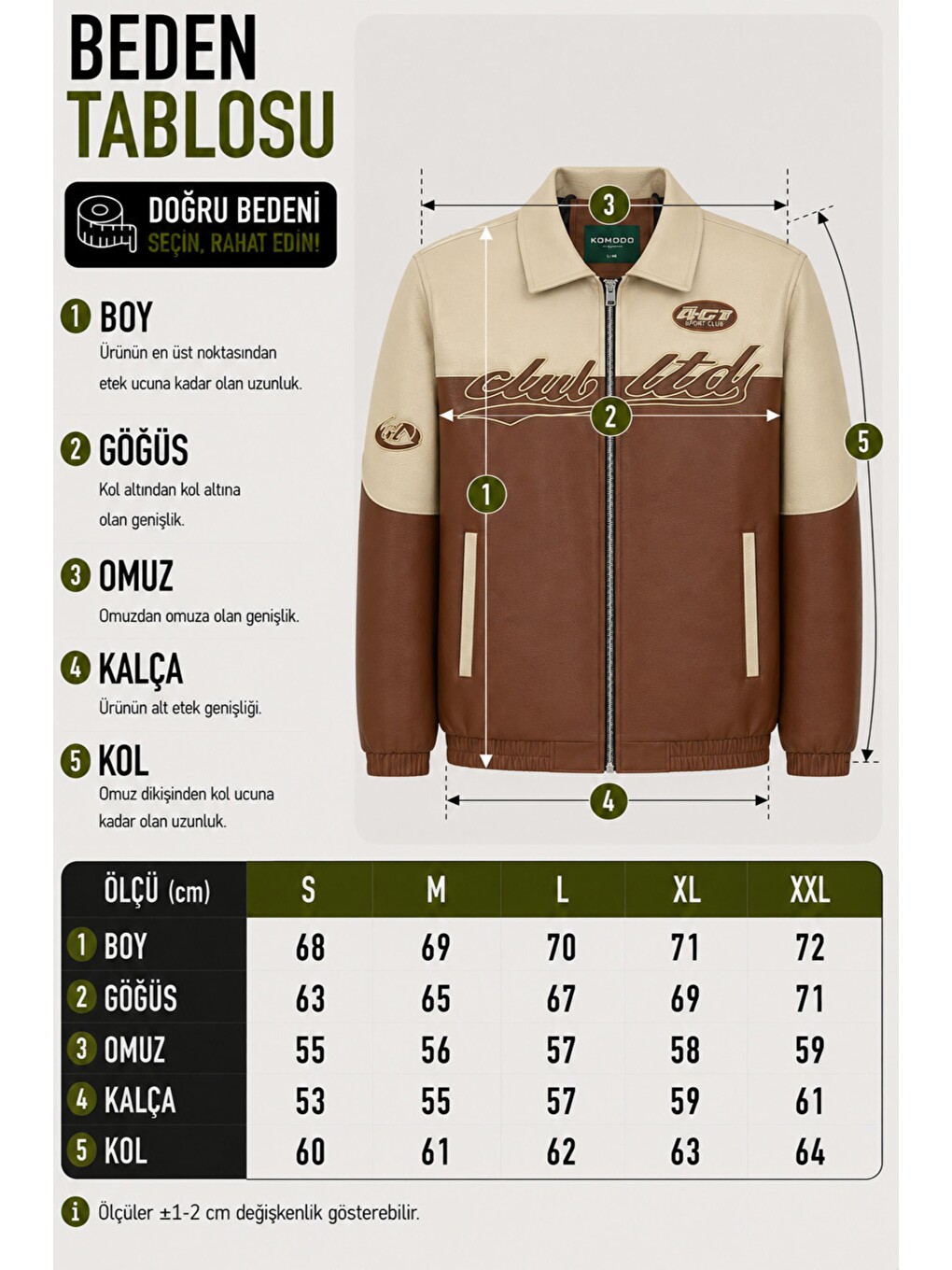 Kahverengi Baskılı Çift Renk Oversize Suni Deri Mont Kmd 882_50531-7