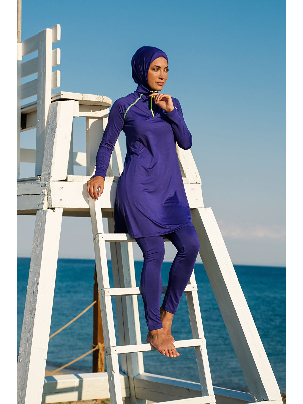 Beyaz Tam Kapalı Tesettür Mayo Saks M2233-2