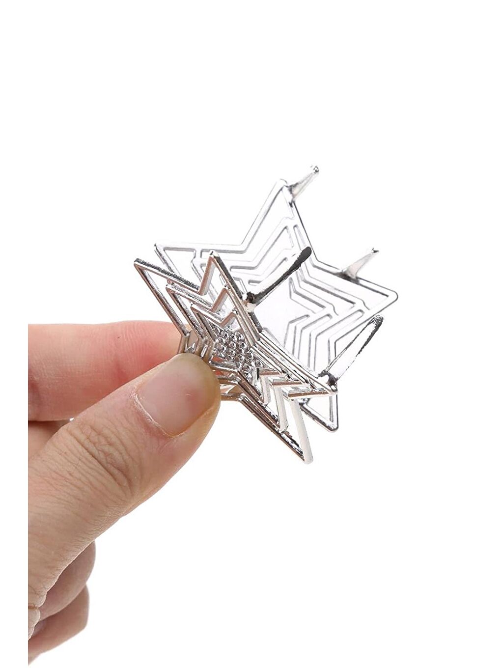 Gri Yıldızlı Metal Orta Boy Mandal Toka-2