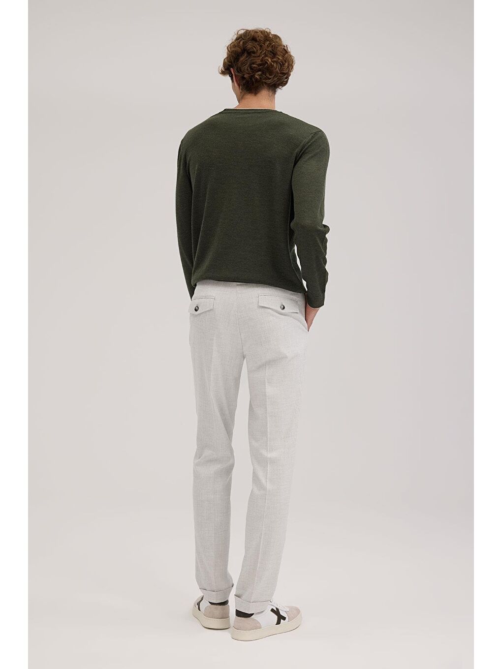 Gri Comfort Fit Duble Paça Kumaş Pantolon-3