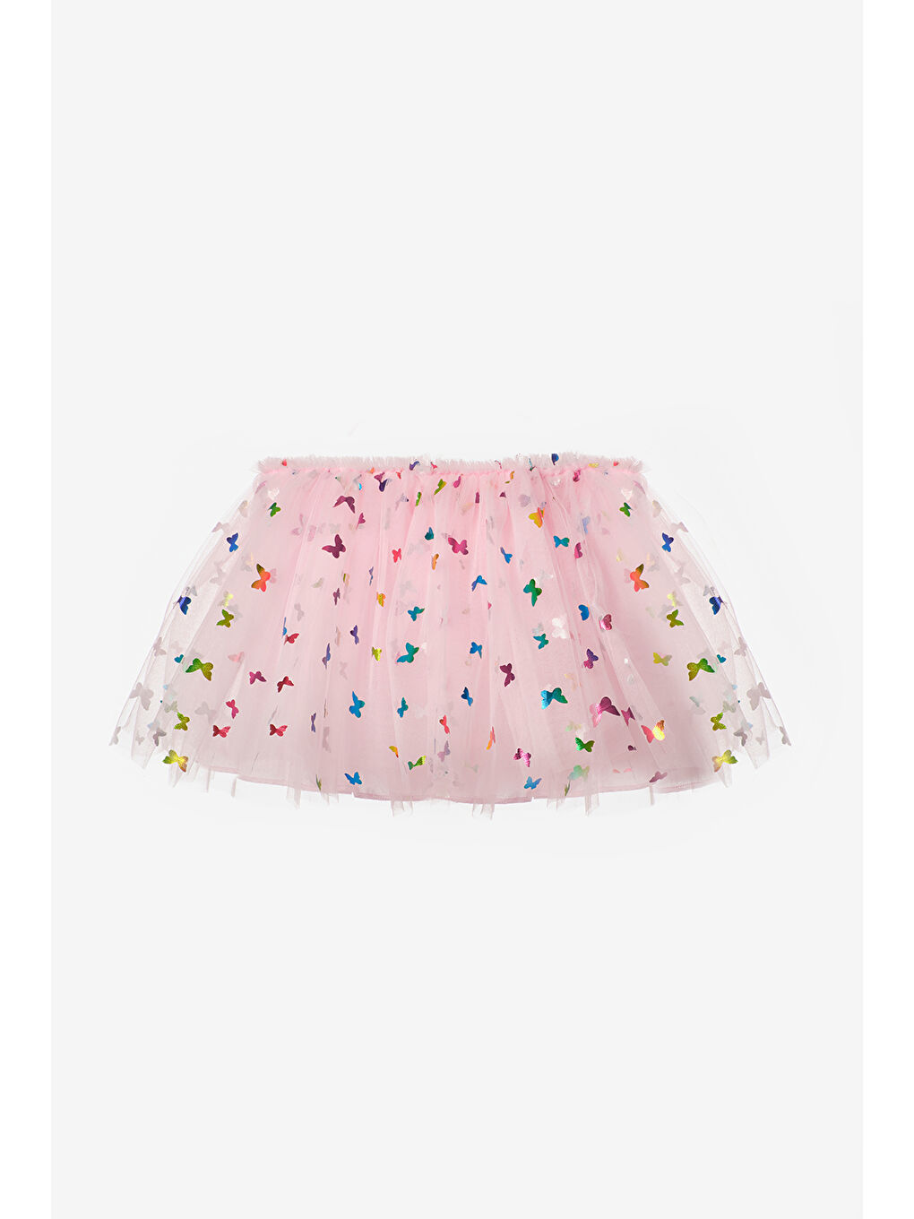 Pembe Kelebekli Fiyonk Detaylı Kız Çocuk Tül Etek - Aster-1