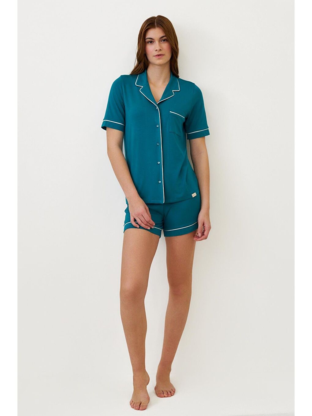 Mavi Kadın Seageo Cepli Şortlu Pijama Takımı Yeşil