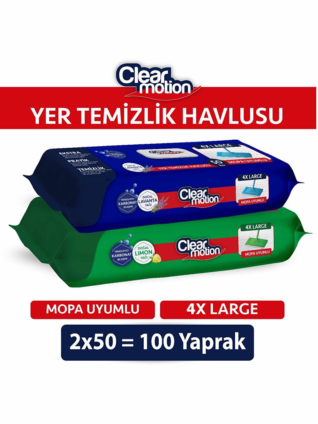 Clearmotion Renksiz Yer Temizlik Havlusu(2x50) 100 Yaprak