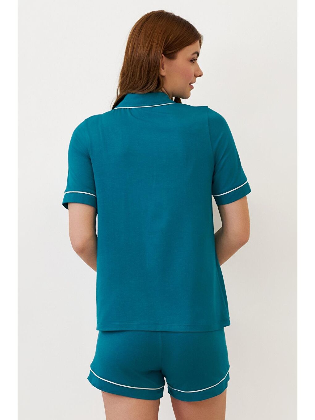 Mavi Kadın Seageo Cepli Şortlu Pijama Takımı Yeşil-2