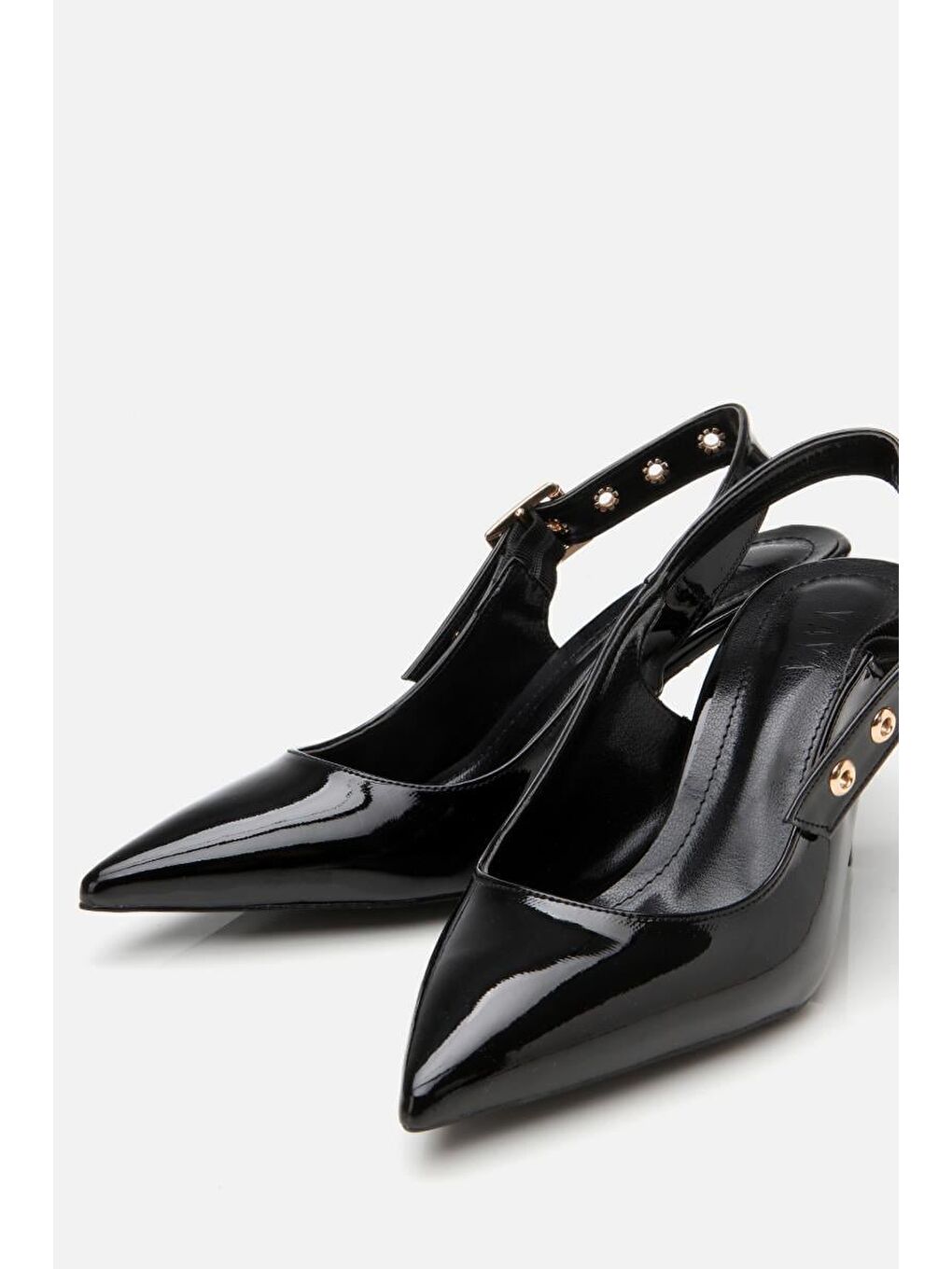 Kadın Rugan Siyah Kemerli Stiletto-3