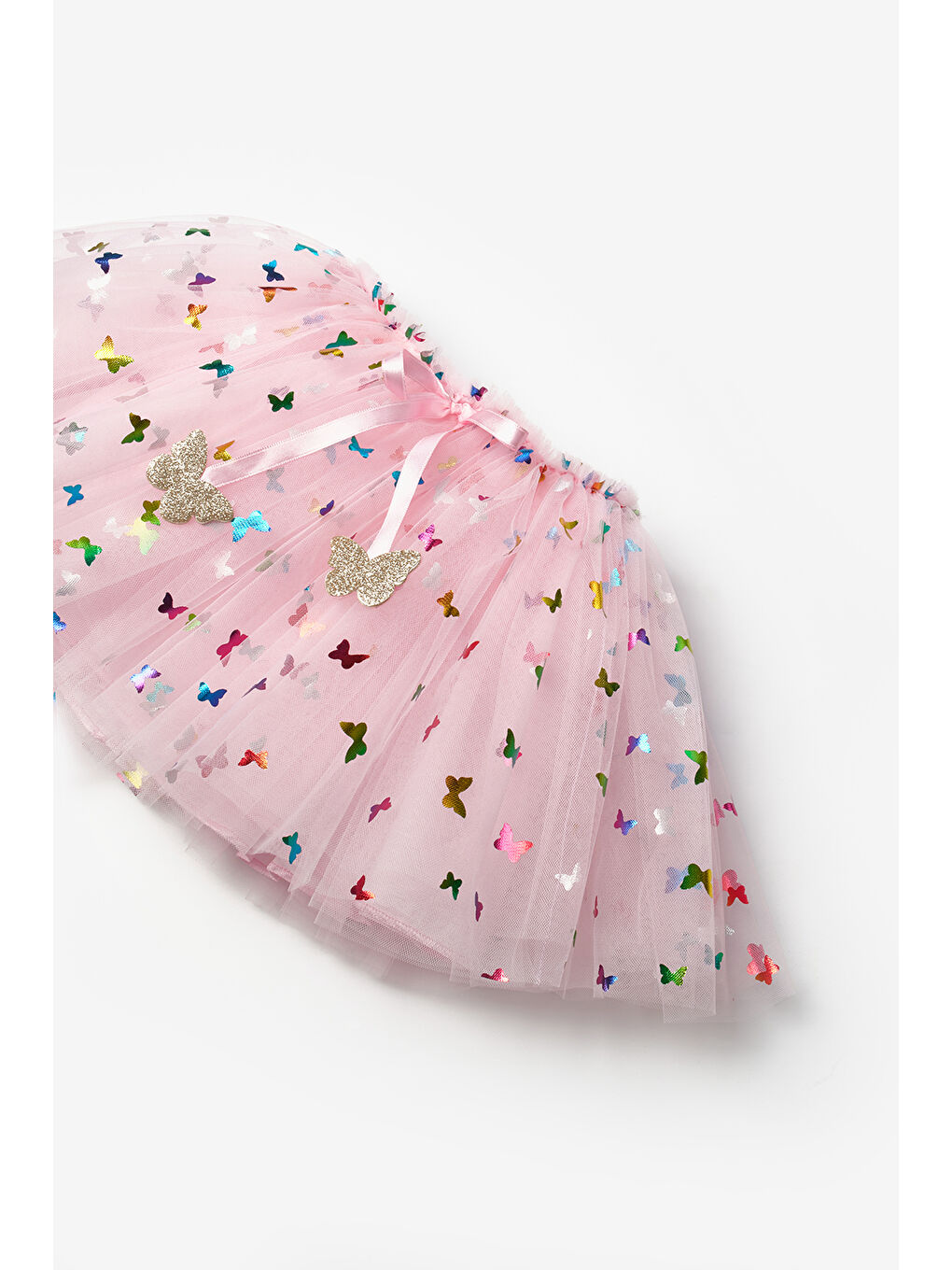 Pembe Kelebekli Fiyonk Detaylı Kız Çocuk Tül Etek - Aster-2