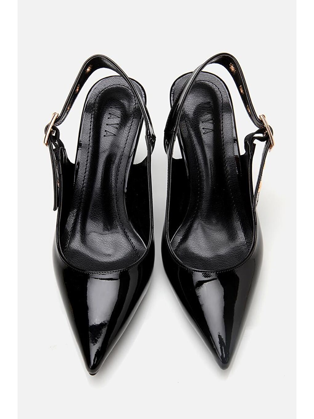 Kadın Rugan Siyah Kemerli Stiletto-5