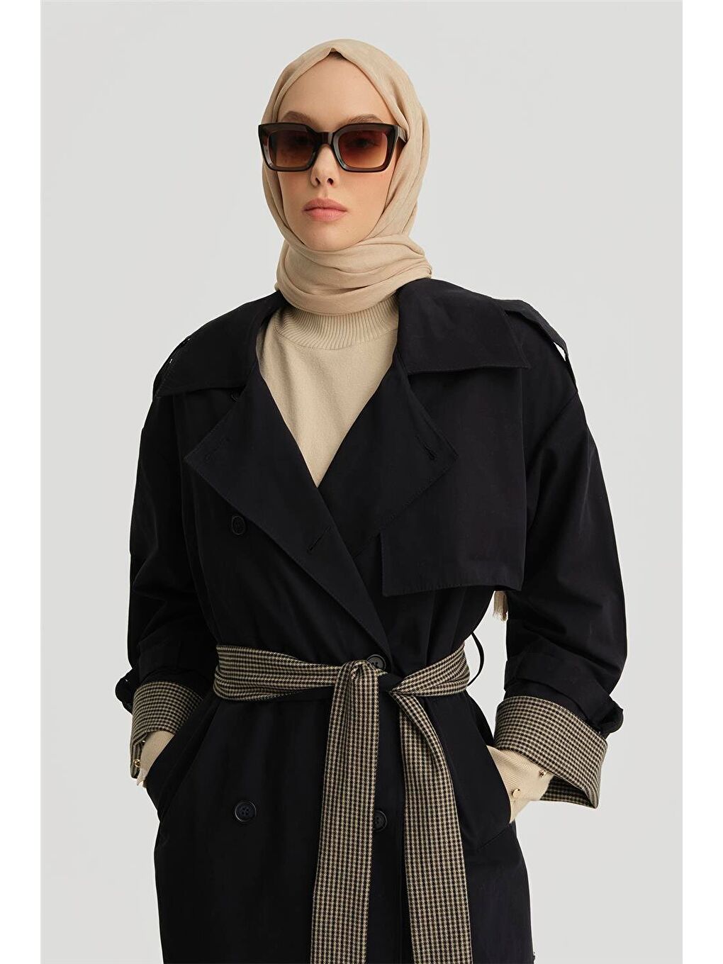 Oversize Trençkot 24K7506 Lacivert-2