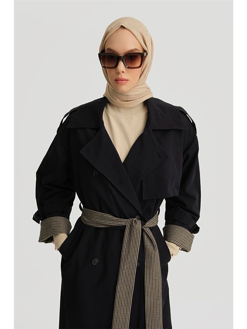 Oversize Trençkot 24K7506 Lacivert-3