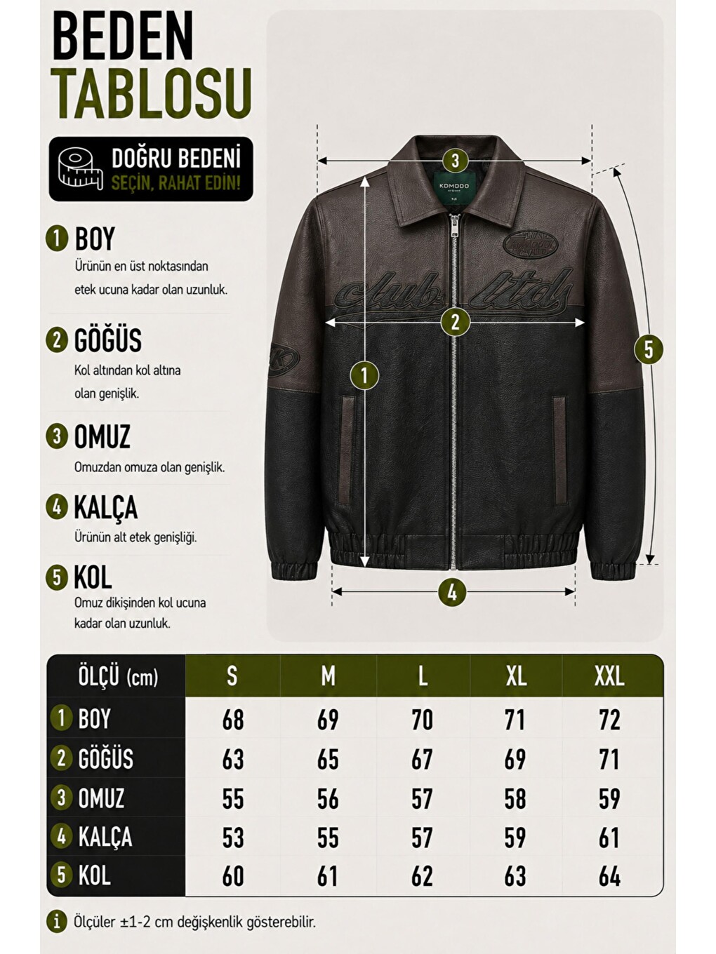 Kahverengi Baskılı Çift Renk Oversize Suni Deri Mont Kmd 882_50531-7