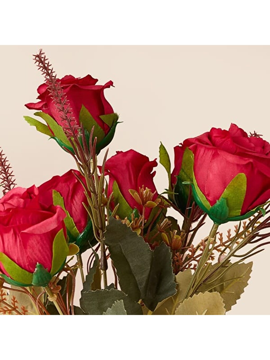 Deco Gül 7'li Dal Çiçek - Kırmızı - 43 cm-1