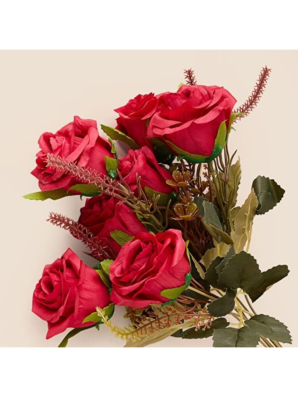 Deco Gül 7'li Dal Çiçek - Kırmızı - 43 cm-2