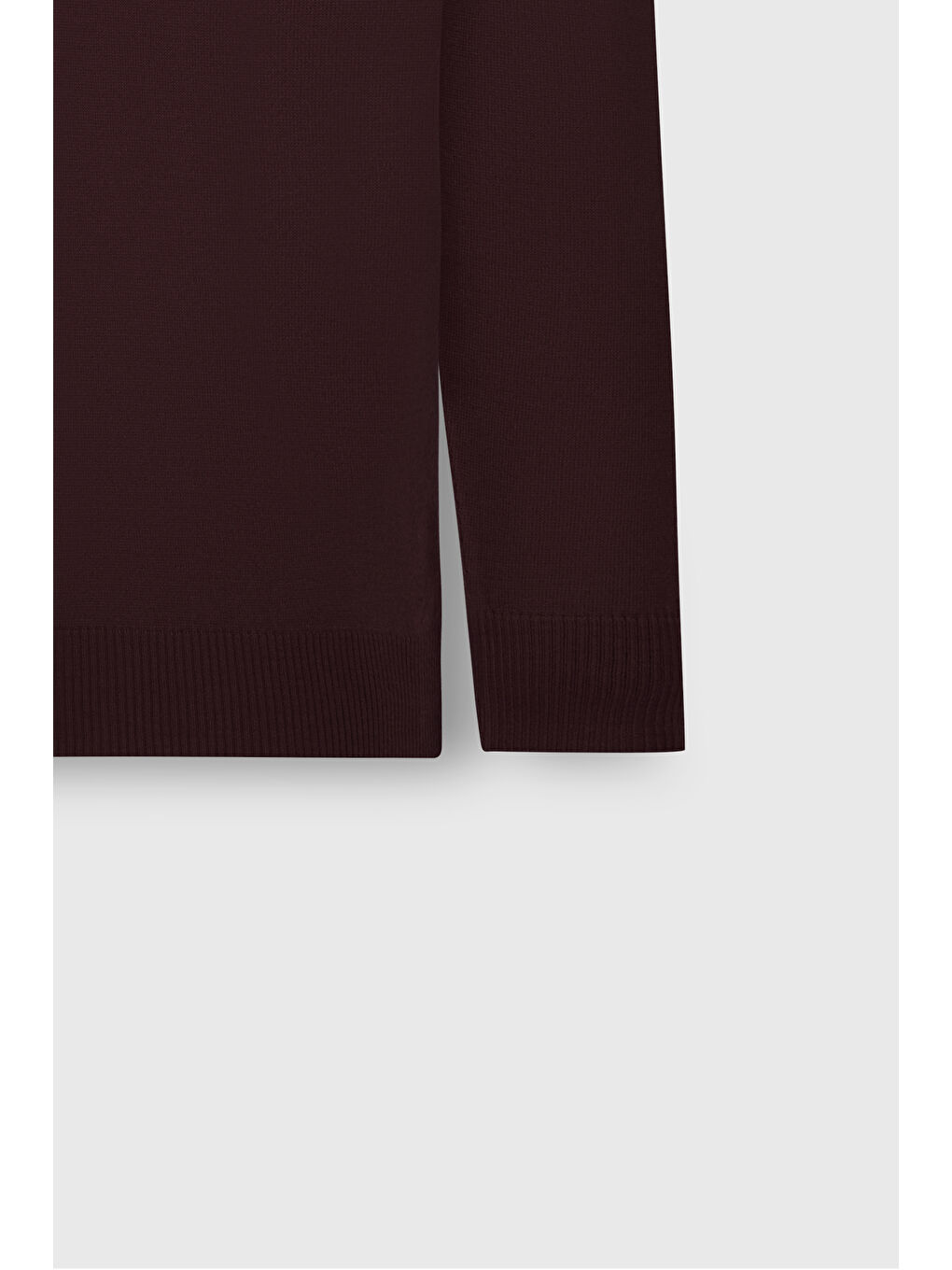Erkek Bordo Pamuklu Standart Fit Normal Kesim Yarım Balıkçı Yaka Triko Kazak-7