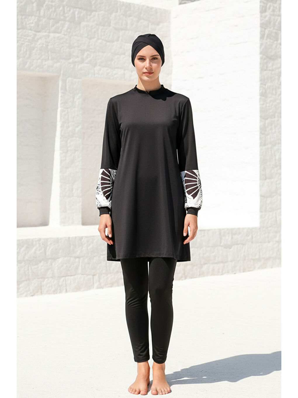 Tam Kapalı Tesettür Mayo Siyah M2114-2