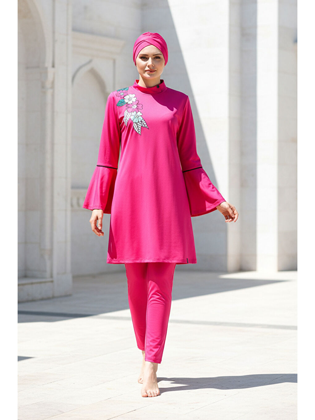 Tam kapalı Tesettür Mayo Fuşya M2008-1