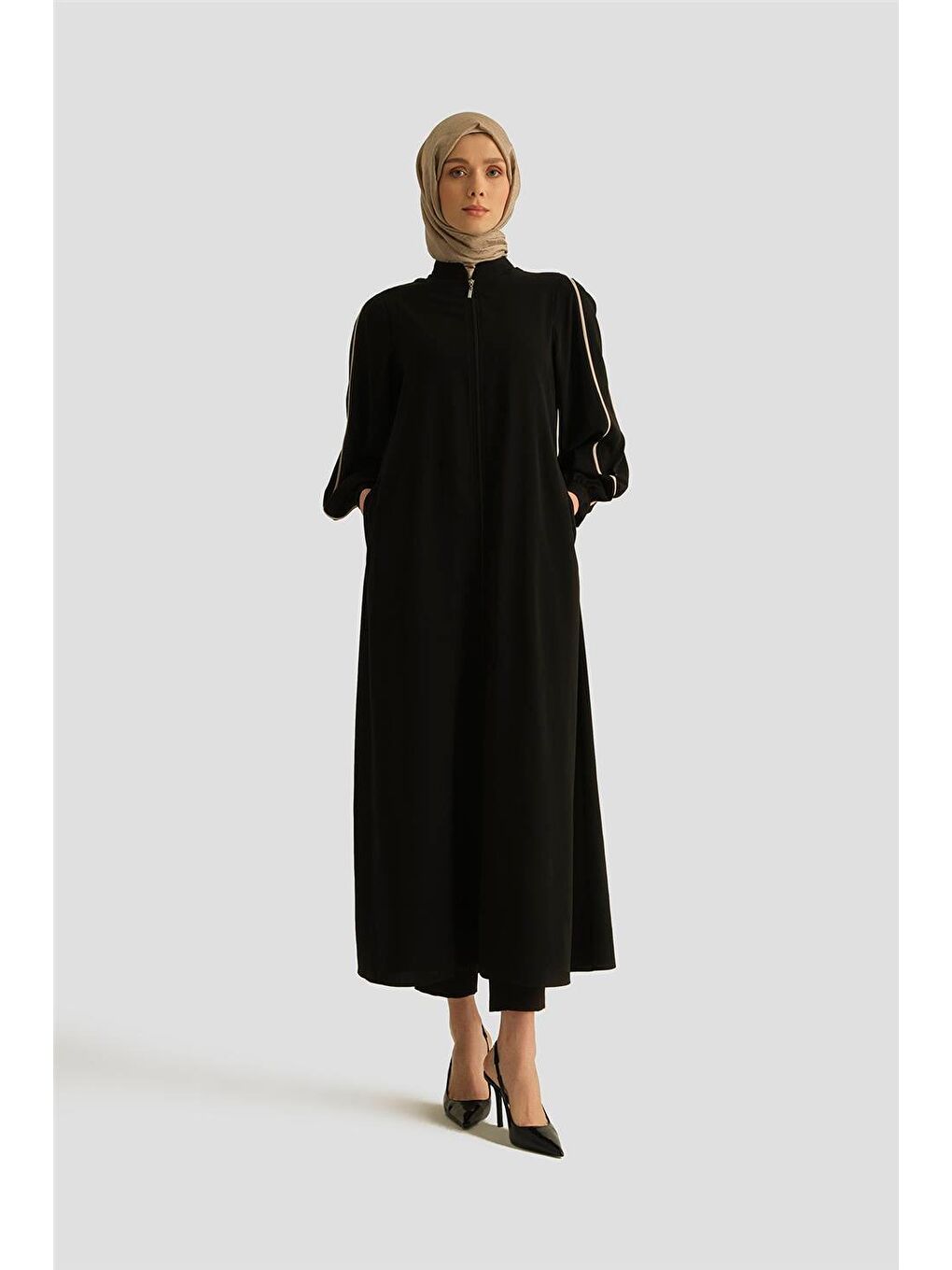 Biye Detaylı Ferace 25Yd3003 Siyah-1
