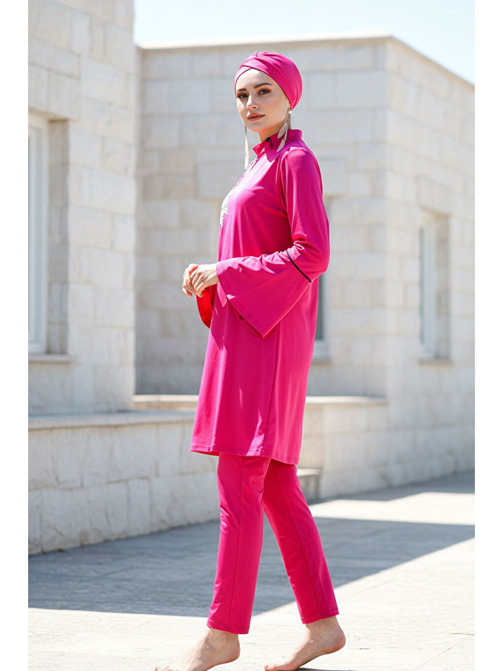 Tam kapalı Tesettür Mayo Fuşya M2008-2
