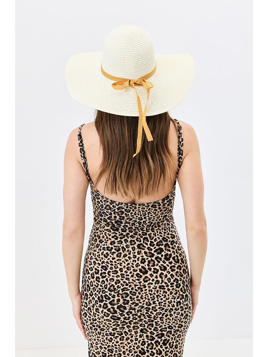 Ekru Geniş Kenar Hasır Plaj Şapkası Y25730-02 Krem-2