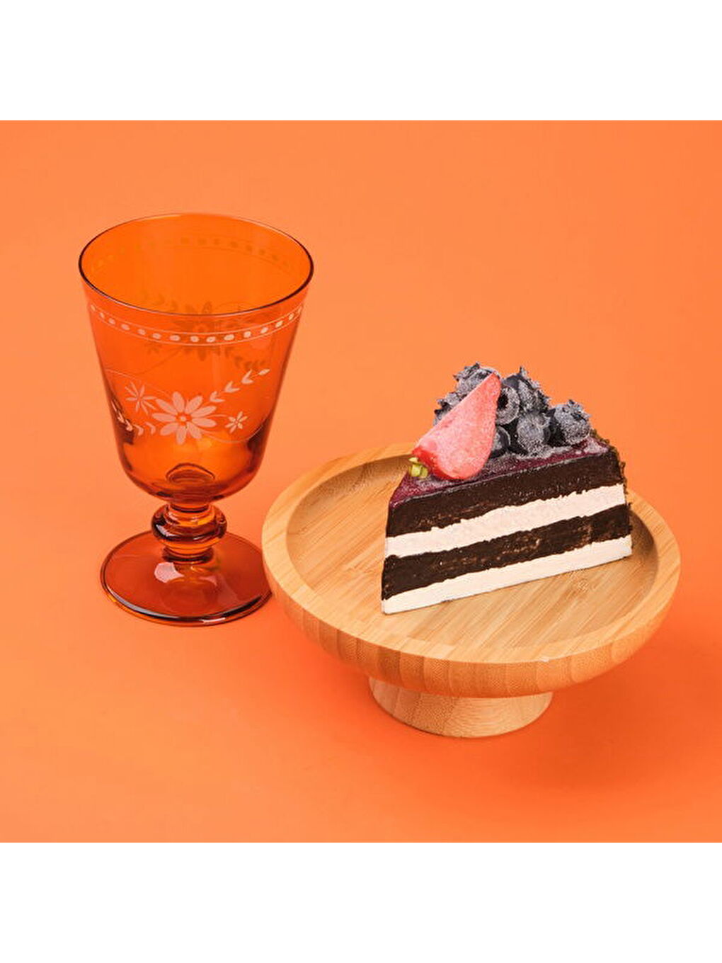 Sarı Nazenin 4'lü Ayaklı Su Bardağı Seti - Amber - 280 ml-2