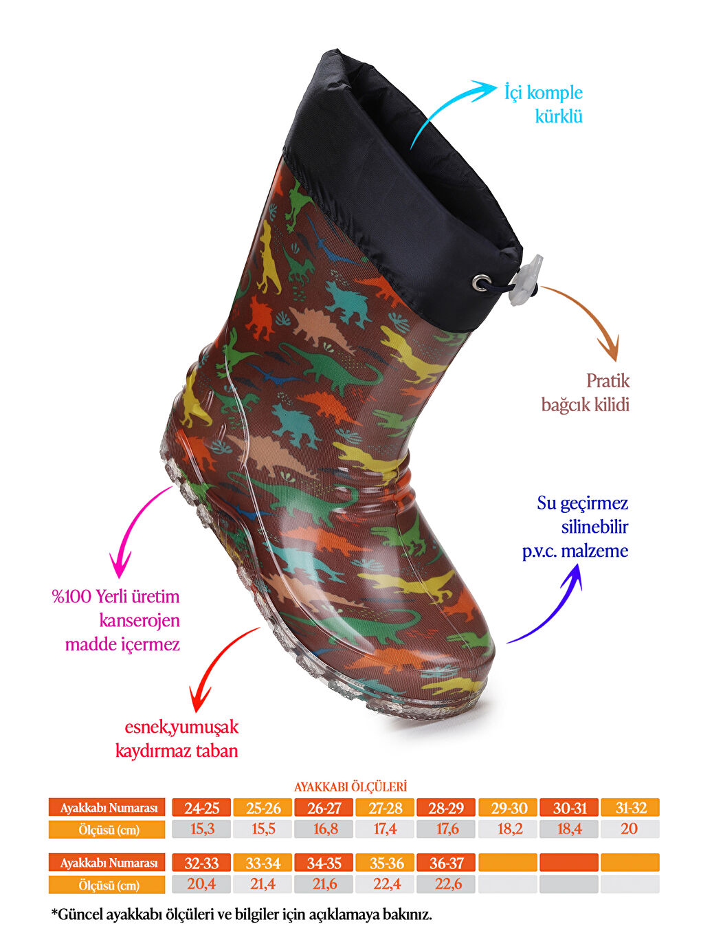 Kahverengi Savana Su Geçirmez Erkek Çocuk Yağmur Çizmesi-1