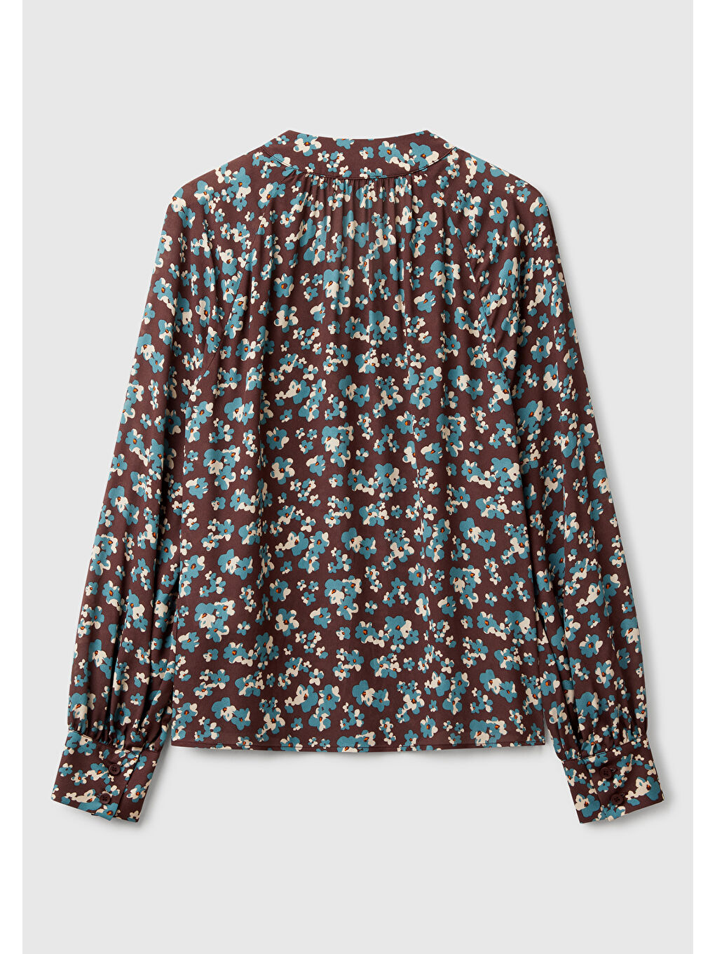 Kadın Kahverengi %100 Viskoz V Yaka Raglan Kol Bluz-3