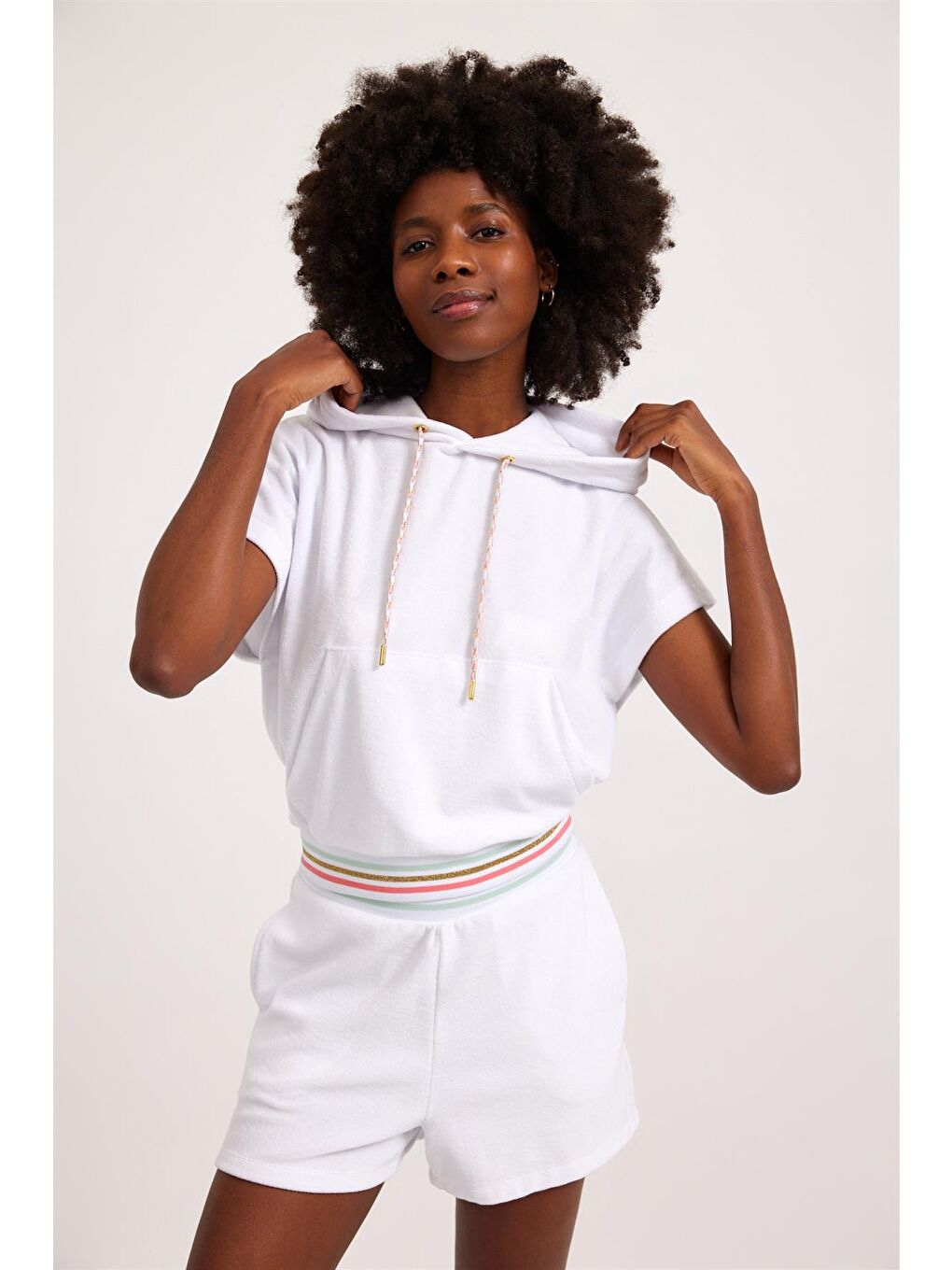 Kadın Fun Giraffe Havlu Sweatshirt Beyaz