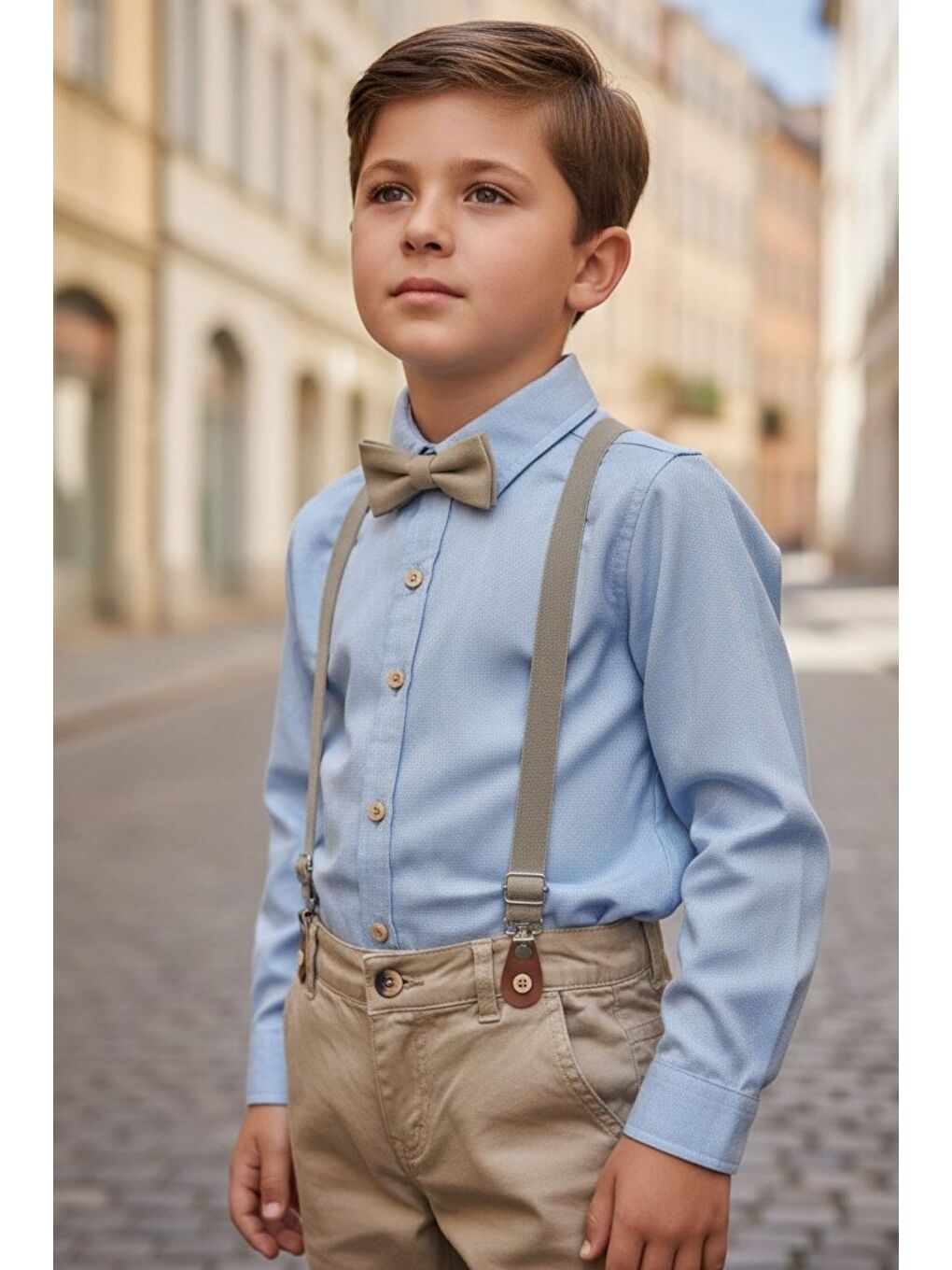 Sarı Erkek Çocuk Askılı Papyonlu İkili Takım-1