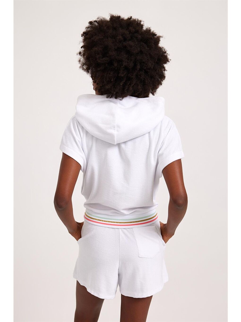 Kadın Fun Giraffe Havlu Sweatshirt Beyaz-1