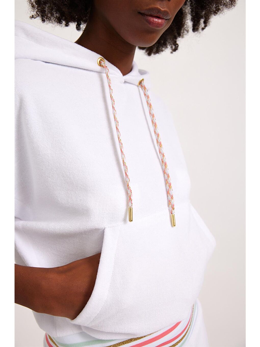 Kadın Fun Giraffe Havlu Sweatshirt Beyaz-2