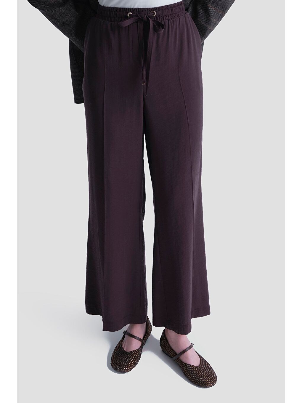 Beli Büzgülü Relax Pantolon Kahverengi-2