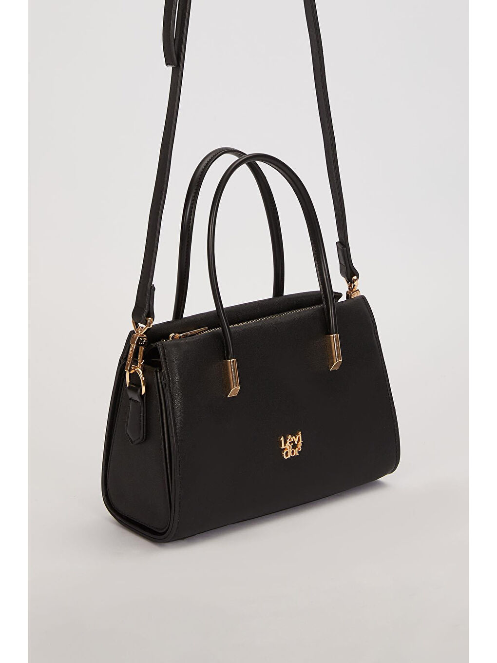 Levidor Premium İnce Askı Sert Deri Çanta 930257 Siyah-1