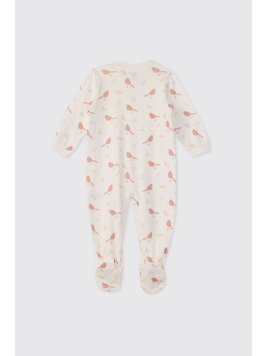 Yenidoğan Kuş Desenli Beyaz Tulum-1