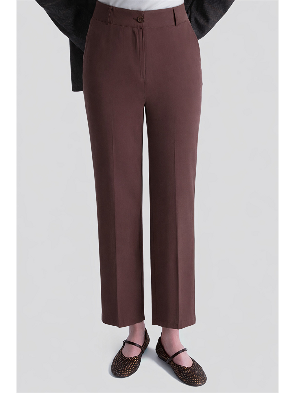 Straight Pantolon Kahverengi-3