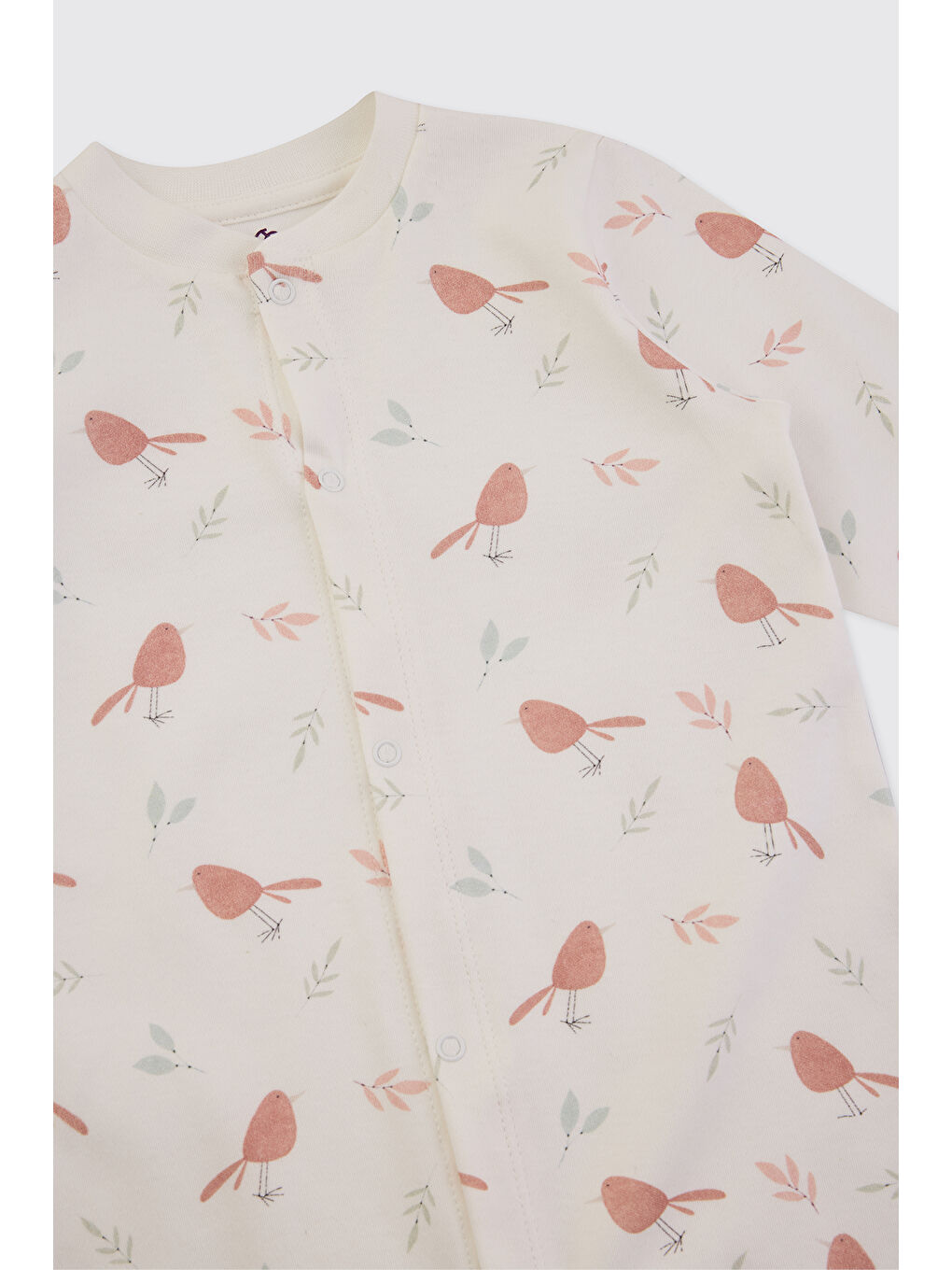 Yenidoğan Kuş Desenli Beyaz Tulum-2