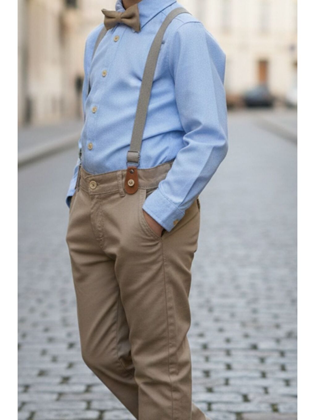 Sarı Erkek Çocuk Askılı Papyonlu İkili Takım-4