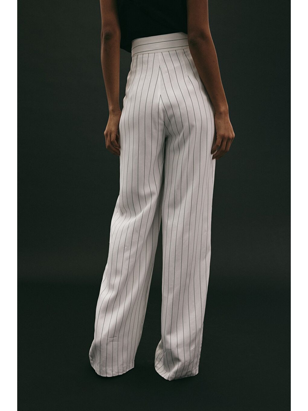 Rina Çizgili Pantolon - Ekru-7