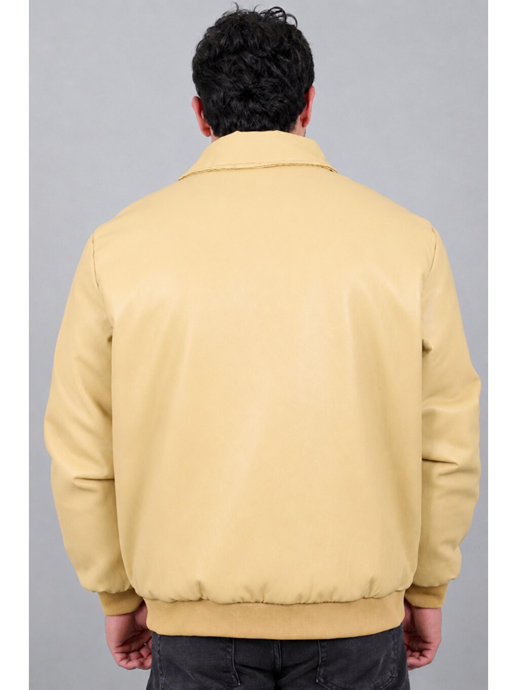 Sarı Cep Detay Dolumlu İçi Kürklü Suni Deri Mont Kmd 897_50533-6