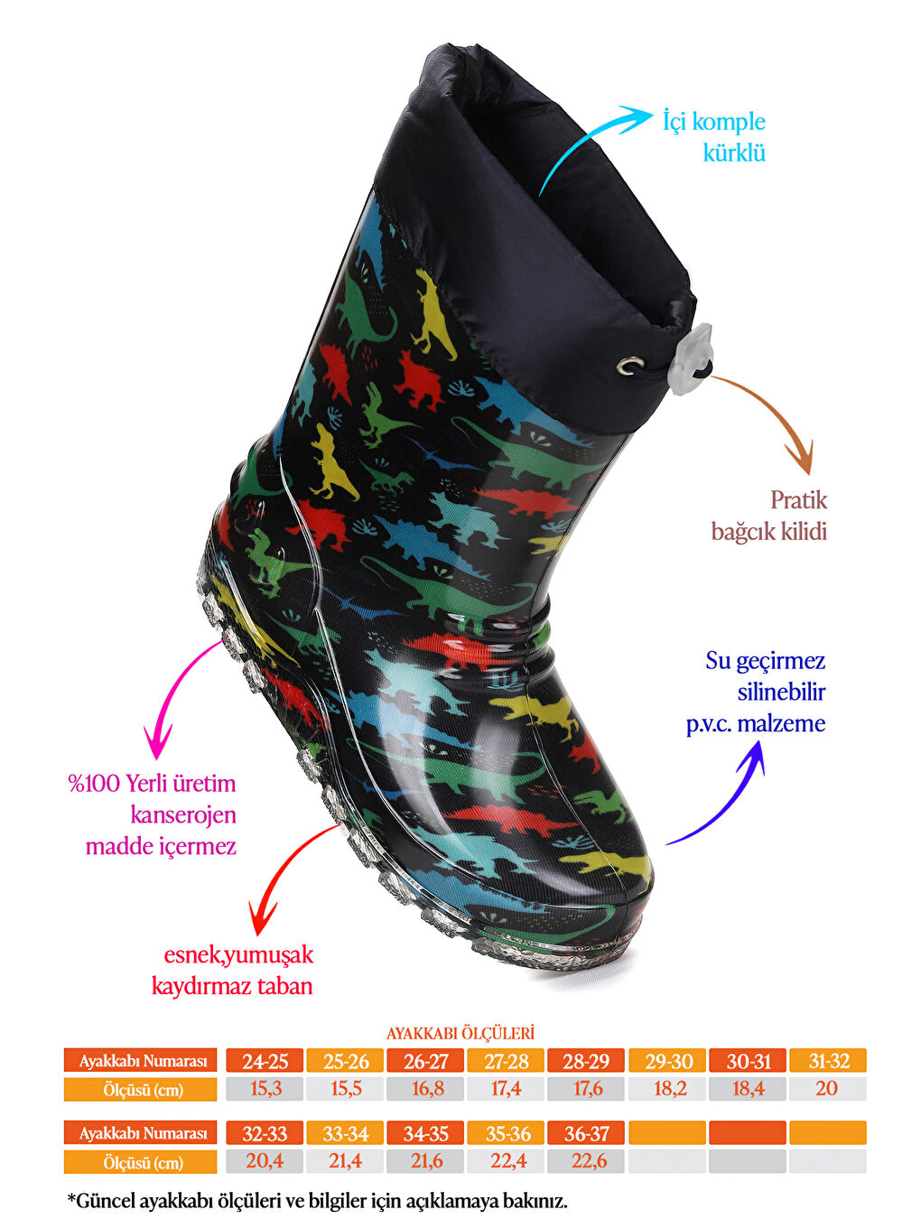 Siyah Savana Su Geçirmez Erkek Çocuk Yağmur Çizmesi-1